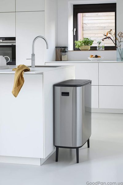 Ведро для мусора Brabantia Touch Bin Bo Hi 2х30 л, матовая сталь с защитой от отпечатков 130649 фото