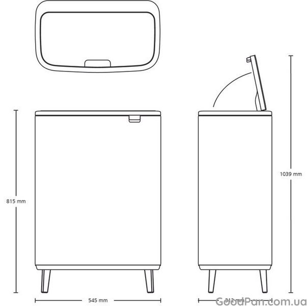 Ведро для мусора Brabantia Touch Bin Bo Hi 2х30 л, матовая сталь с защитой от отпечатков 130649 фото