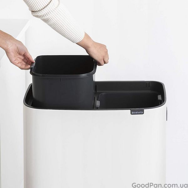 Ведро для мусора Brabantia Touch Bin Bo Hi 2х30 л, белое 130601 фото