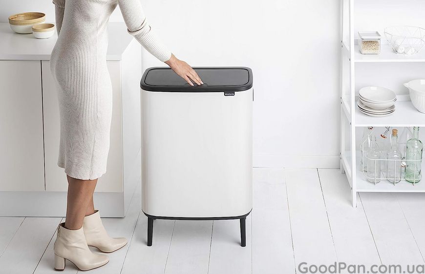 Ведро для мусора Brabantia Touch Bin Bo Hi 2х30 л, белое 130601 фото