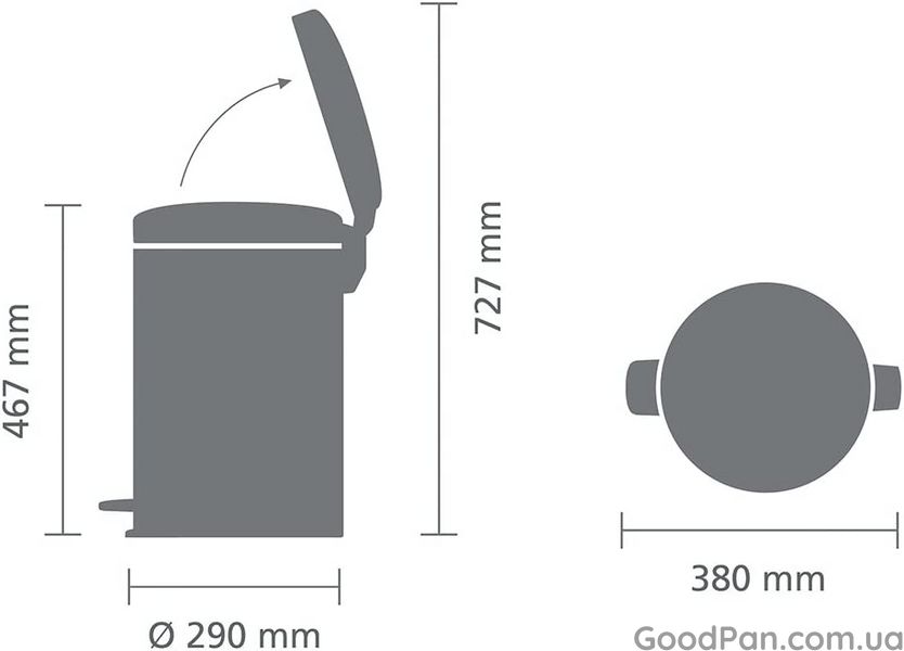 Ведро для мусора Brabantia Pedal Bin 20 л, матовая сталь с защитой от отпечатков 111907 фото