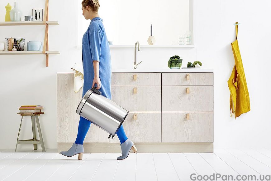 Ведро для мусора Brabantia Pedal Bin 20 л, матовая сталь с защитой от отпечатков 111907 фото