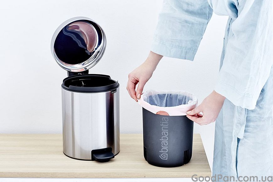 Ведро для мусора Brabantia Pedal Bin 5 л, стальное-матовое 112645 фото