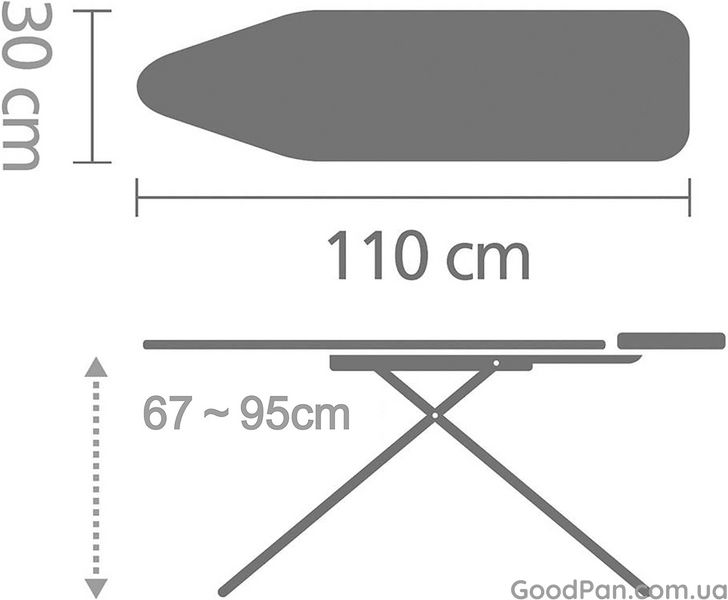 Доска гладильная с подставкой для парового утюга Brabantia - A (110x30 см), леденая вода 100628 фото