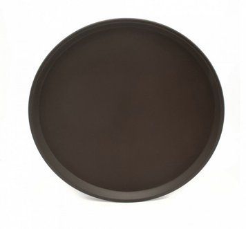 Поднос антислип круглый коричневый One Chef 28 см 201203 фото