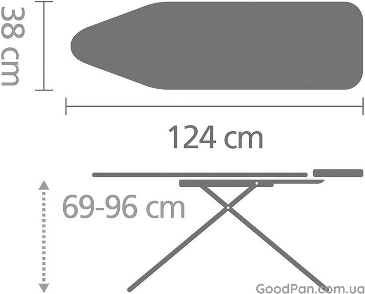 Доска гладильная с усиленной подставкой для парового утюга Brabantia - B (124x38 см), пузырьки 101205 фото