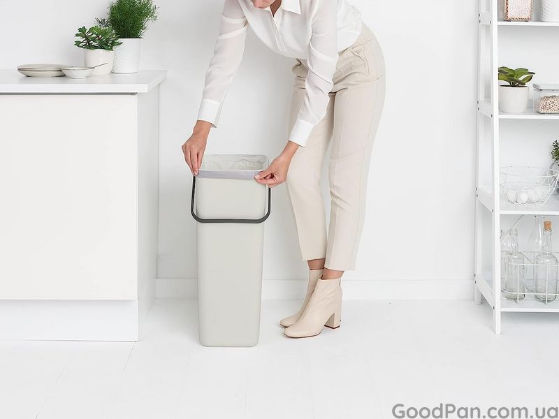 Ведро для мусора Brabantia Sort & Go 40 л, светло-серое 214424 фото