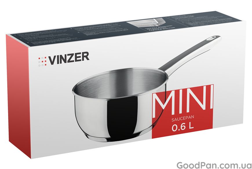 Ковш глянцевий без кришки Vinzer Mini 12 см, 0.6 л 50084 фото