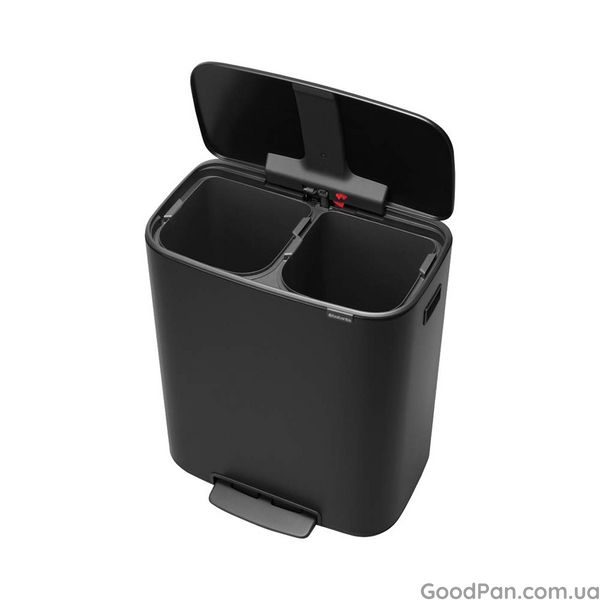 Відро для сміття двосекційне Brabantia Bo Pedal Bin 2x30 л, чорне 211508 фото