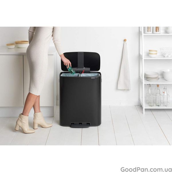 Відро для сміття двосекційне Brabantia Bo Pedal Bin 2x30 л, чорне 211508 фото