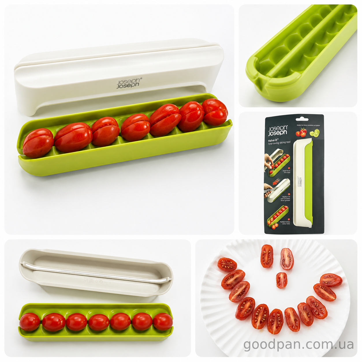 Інструмент для швидкої нарізки продуктів Joseph Joseph Halve It Stone Green